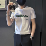 夏季短袖T恤男修身潮流字母社会小伙店主风B323-DT05A-P38控58，男装T恤，星座301C（原B323）