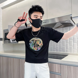 B323-DT67A-特P48控68风短袖T恤男刺绣盘扣设计感社会小伙，男装T恤，星座301C（原B323）