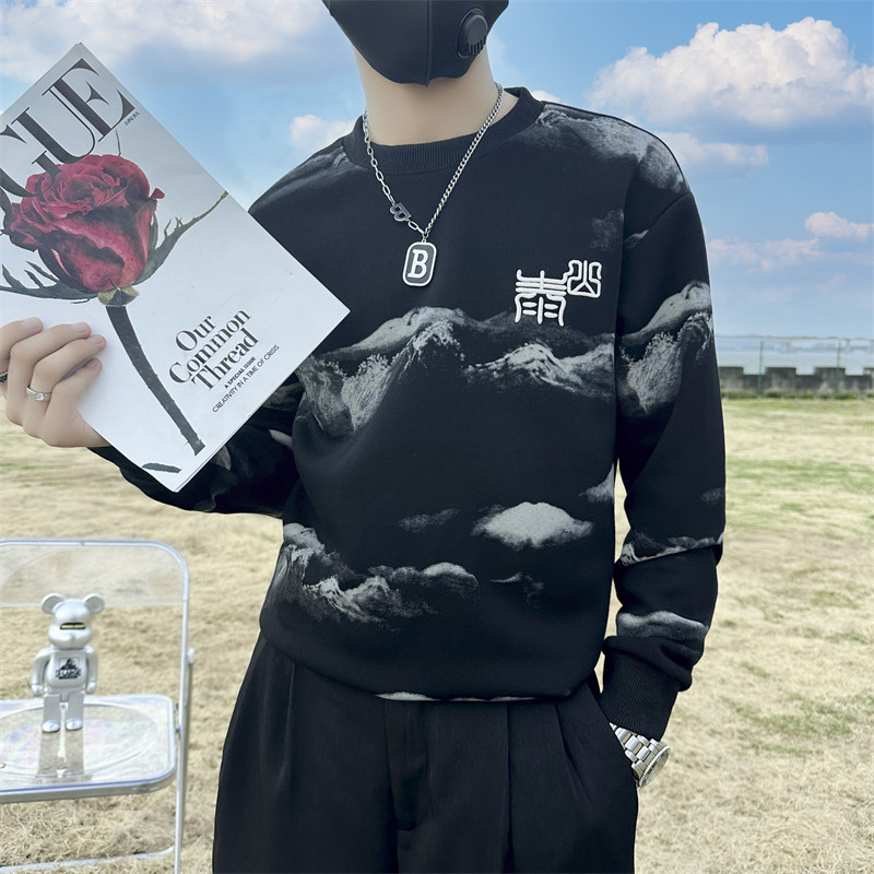 泰山印花刺绣卫衣男潮牌社会小伙高级感痞帅外套B323/WY13A/P65,女装短外套,星座301C（原B323）