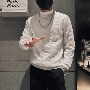 高品质纯色提花毛衣男高级感社会小伙针织衫B323-M47A-P78控108，男装针织衫/毛衣，星座301C（原B323）