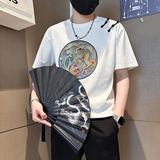 B323-DT67-特P48控68社会小伙短袖T恤男店主风风绣标半袖衣服，男装T恤，星座301C（原B323）