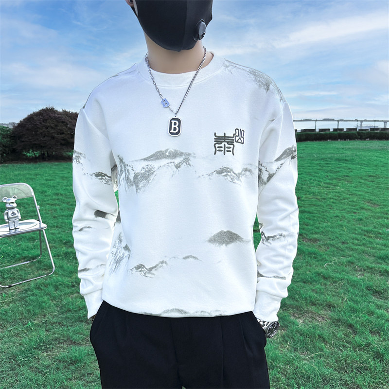 泰山印花刺绣卫衣男潮牌社会小伙高级感痞帅外套B323/WY13A/P65,男装卫衣,星座301C（原B323）