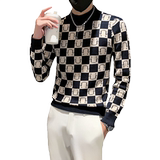 社会小伙半高领毛衣男格子潮牌ins痞帅炸街秋冬款三色M19-P68，男装针织衫/毛衣，星座301C（原B323）