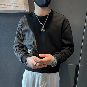 条纹拼接真口袋卫衣男设计感潮牌社会小伙长袖外套B323/WY09/P58图片