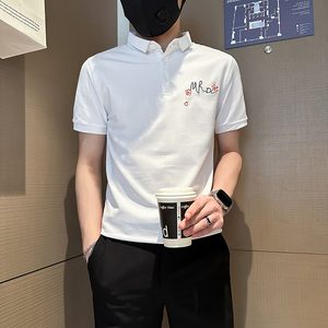 B323-PL24-P48控68社会小伙短袖POLO衫店主风痞帅百搭半袖衣服