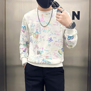社会小伙卫衣男加绒印花B323-WY18R常规P58控78加绒P68控88图片