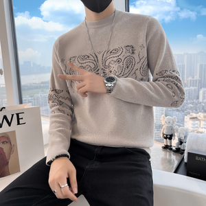 男士秋冬季毛衣圆领休闲流行针织衫民族风图案 两色 M08-P68 控98图片