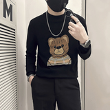 社会小伙毛衣男半高领修身小熊网红打底衫B323-M52-特P58控78，男装T恤，星座301C（原B323）