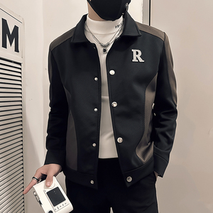 高品质有垫肩社会小伙外套男高级感痞帅夹克B323-JK09-P88控128图片