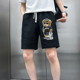 B323-DK18-P48控68社会小伙休闲短裤店主风潮流小熊刺绣五分裤，男装牛仔裤，星座301C（原B323）