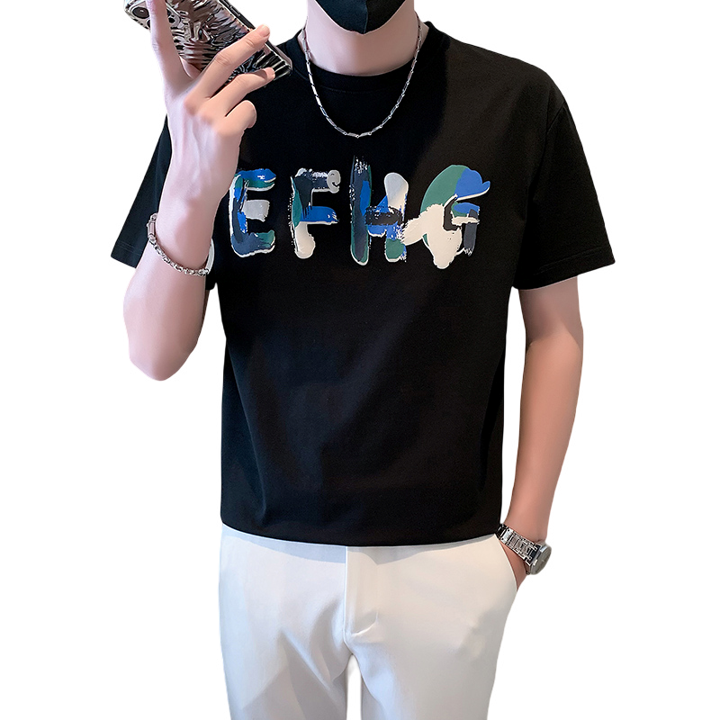 男士短袖T恤潮牌社会小伙时尚圆领印花上衣B323-DT04-特P38控58,男装T恤,星座301C（原B323）