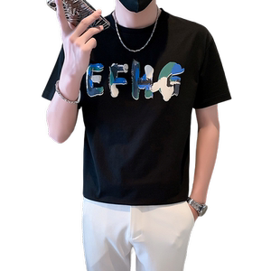 男士短袖T恤潮牌社会小伙时尚圆领印花上衣B323-DT04-特P38控58图片