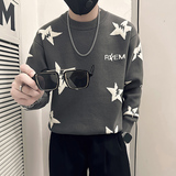 抖音五角星钩花毛衣男圆领加厚针织打底衫B323-M40-P68控98，男装T恤，星座301C（原B323）