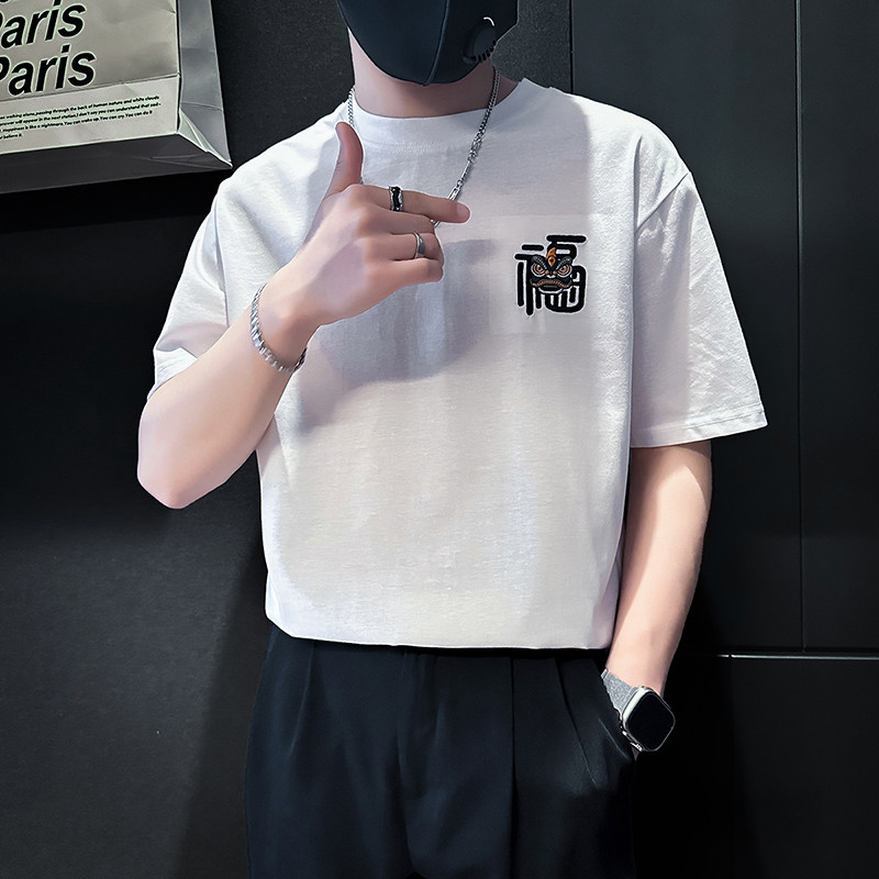 B323-DT60-特P38控58短袖T恤男社会小伙店主风圆领潮牌半袖衣服,男装T恤,星座301C（原B323）
