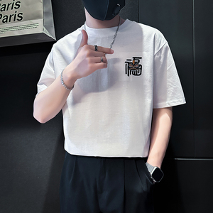 B323-DT60-特P38控58短袖T恤男社会小伙店主风圆领潮牌半袖衣服图片