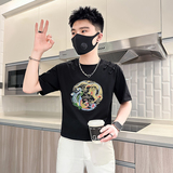 B323-DT67A-特P48控68风短袖T恤男刺绣盘扣设计感社会小伙，男装T恤，星座301C（原B323）