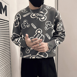 抖音社会小伙毛衣男小熊字母钩花图案加厚针织衫B323-M41-P68控98，男装针织衫/毛衣，星座301C（原B323）