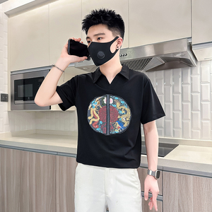 B323-PL22A-P55控75社会小伙短袖polo衫男潮牌翻领痞帅风T恤图片