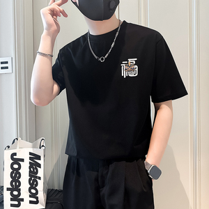 B323-DT60-特P38控58短袖T恤男社会小伙店主风圆领潮牌半袖衣服图片