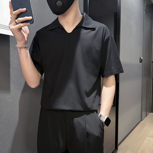 男士短袖T恤韩版潮流翻领polo衫社会小伙店主风B323-DT41-P48控68图片