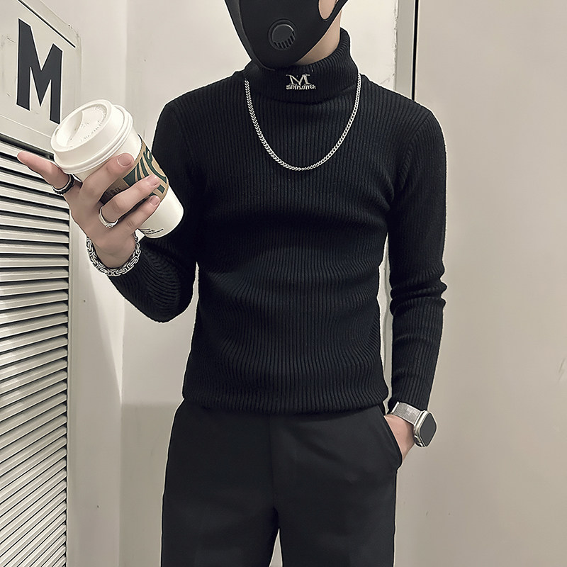 高领毛衣男紧身潮流百搭社会小伙打底衫B323-M54-特P38控58,男装T恤,星座301C（原B323）