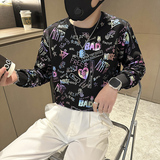 社会小伙卫衣男圆领印花加绒加厚外套B323-WY18R-常规P58加绒P68，女装短外套，星座301C（原B323）