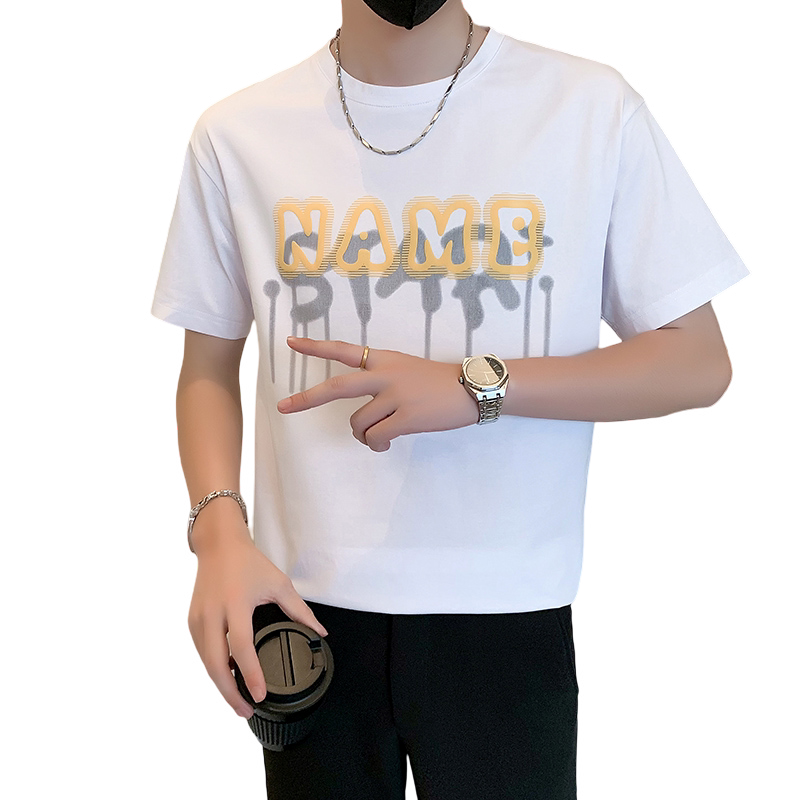 男士短袖T恤潮牌社会小伙时尚圆领字母印花B323-DT07-P45控65,男装T恤,星座301C（原B323）