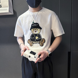 短袖t恤男高级感小熊刺绣凹凸感社会小伙店主风B323-DT43-P48控68，男装T恤，星座301C（原B323）