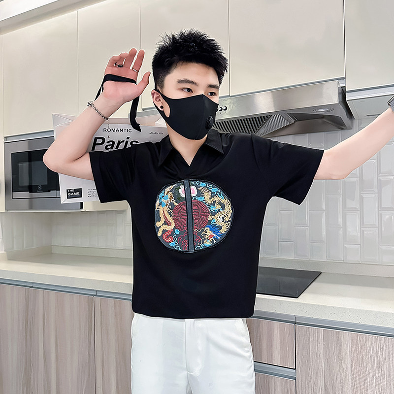 B323-PL22A-P55控75社会小伙短袖polo衫男潮牌翻领痞帅风T恤,男装T恤,星座301C（原B323）