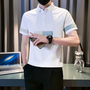 短袖polo衫男潮牌痞帅高级感拼接男装社会小伙B323/PL12/特P58图片