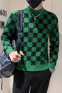 社会小伙半高领毛衣男格子潮牌ins痞帅炸街秋冬款 三色 M19-P68图片