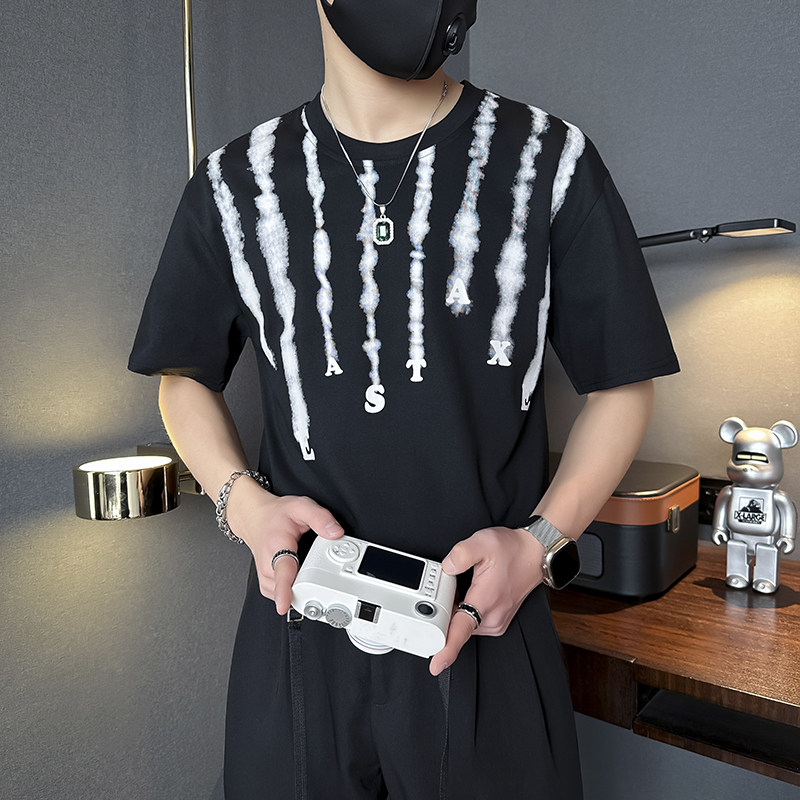 夏季男士t恤短袖暗黑系高街美式社会小伙店主风B323-DT39-P48控68,男装T恤,星座301C（原B323）