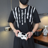 夏季男士t恤短袖暗黑系高街美式社会小伙店主风B323-DT39-P48控68，男装T恤，星座301C（原B323）