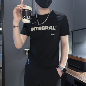 夏季短袖T恤男修身潮流字母社会小伙店主风B323-DT05A-P38控58图片