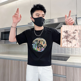 B323-DT67A-特P48控68风短袖T恤男刺绣盘扣设计感社会小伙，男装T恤，星座301C（原B323）