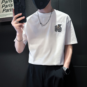 B323-DT60-特P38控58短袖T恤男社会小伙店主风圆领潮牌半袖衣服图片