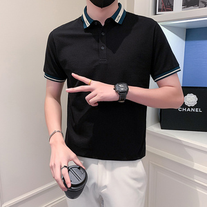 社会小伙短袖polo衫男修身潮流时尚抖音PL03/特P48控68图片