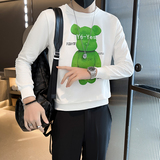 2025新款社会小伙卫衣男小熊印花潮流修身韩版圆领WY05-P53控75，男装卫衣，星座301C（原B323）