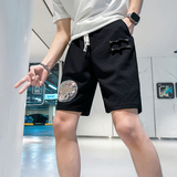 B323-DK20-P48控68社会小伙店主风潮流风刺绣休闲短裤五分裤，男装牛仔裤，星座301C（原B323）