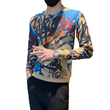 2023新款秋冬毛衣男圆领杂乱条纹设计感社会小伙潮两色M20-P78，男装针织衫/毛衣，星座301C（原B323）
