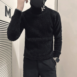 抖音毛绒毛衣男高领修身领口字母打底衫B323-M44-特P38控58，男装T恤，星座301C（原B323）