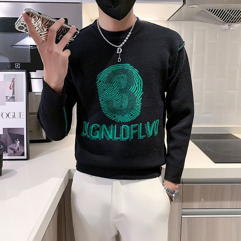 两面穿毛衣男潮牌高级感超好看圆领加厚秋款款流行两色M21-P78,男装针织衫/毛衣,星座301C（原B323）