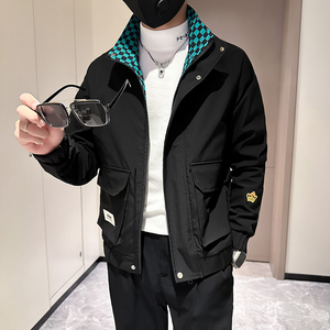 春秋款刺绣外套男高级感修身社会小伙网红夹克B323-JK03-P88图片