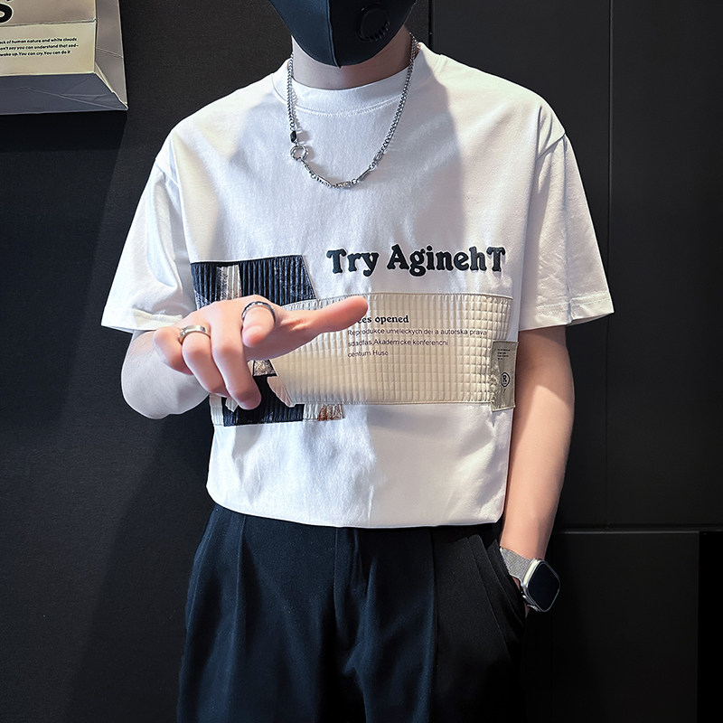 B323-DT61-P58控78短袖T恤男社会小伙店主风圆领潮流半袖衣服,男装T恤,星座301C（原B323）