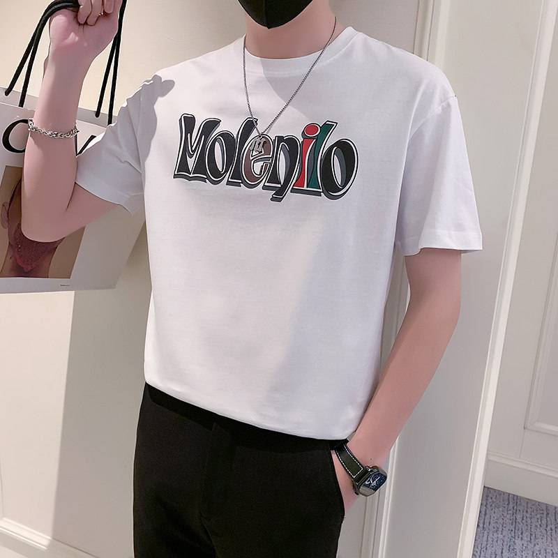 社会小伙短袖T恤男潮牌印花圆领时尚DT12/P45控65,男装T恤,星座301C（原B323）