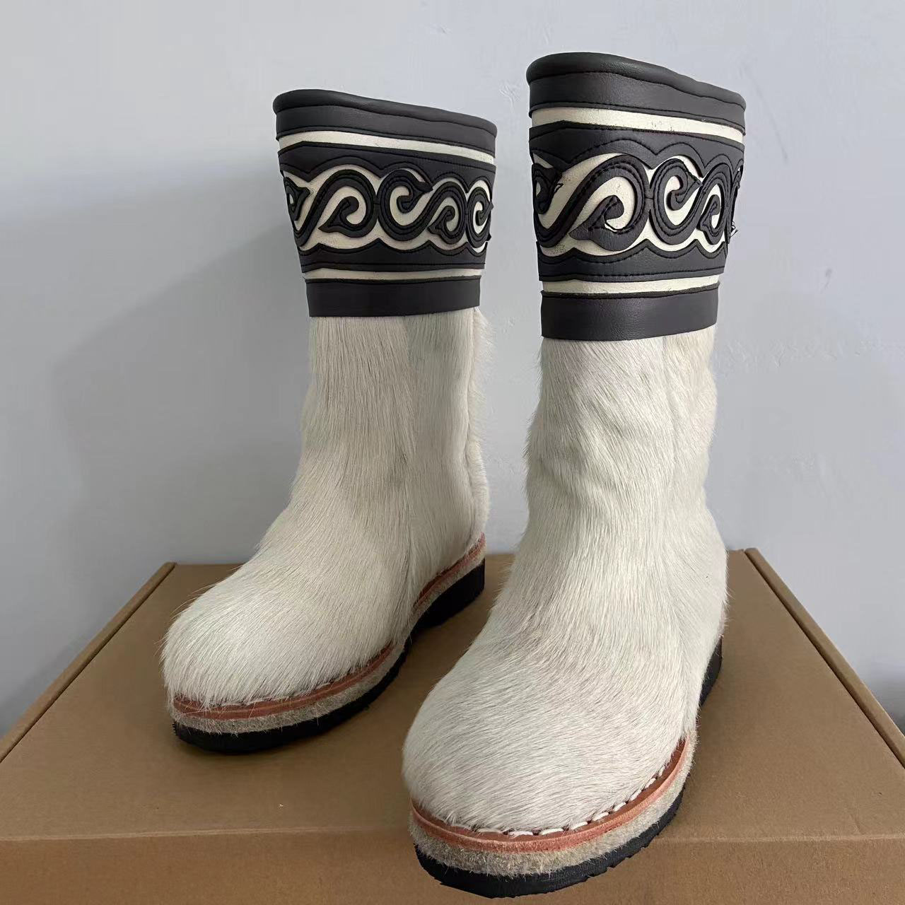 冬季雪地靴情侣马毛靴皮毛一体靴