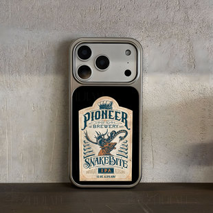 蛇咬IPA酒标手机壳大孔电镀黑框碳纤纹二合一磁吸适用苹果17promax华为PURA80ULTRAMATE70PROPLUSMATE60PROPL