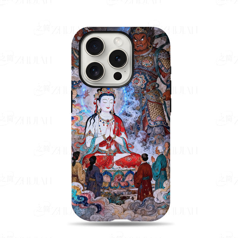 观音天龙壁画磨砂磁吸手机壳大孔亮面硬壳适用苹果iphone18promax华为PURAXVIEWIQOONEO9VIVOS50PROMINI