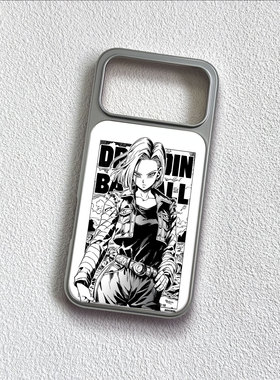 人造人18号手机壳大孔电镀黑框碳纤维二合一玻璃适用苹果17promax华为MATE50PRO小米14PROPURA80PROPLUS