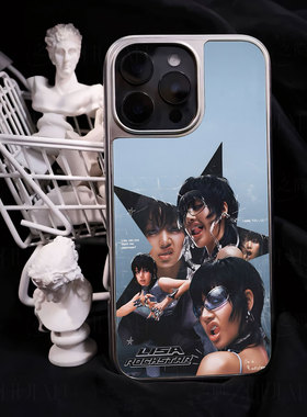 LISA摇滚造型手机壳大孔电镀黑框碳纤维二合一玻璃适用苹果17promax华为MATE50PROPURA80PROPLUSPURA70PROPLU